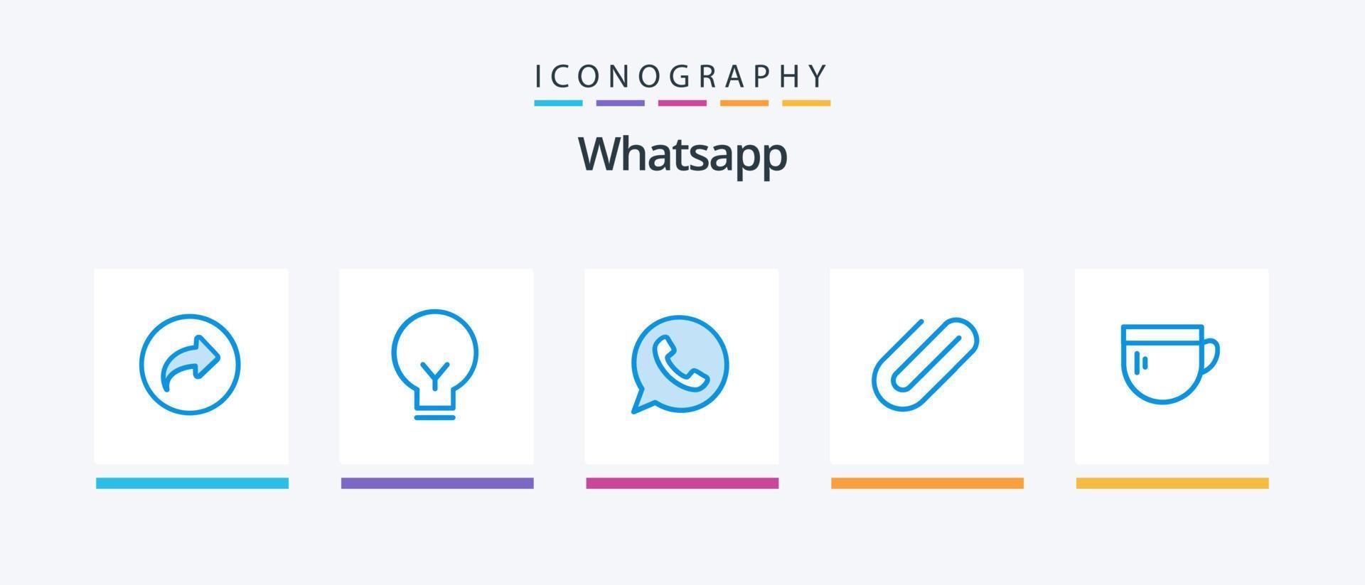 whatsapp blå 5 ikon packa Inklusive te. Lägg till. app. klämma. anknytning. kreativ ikoner design vektor