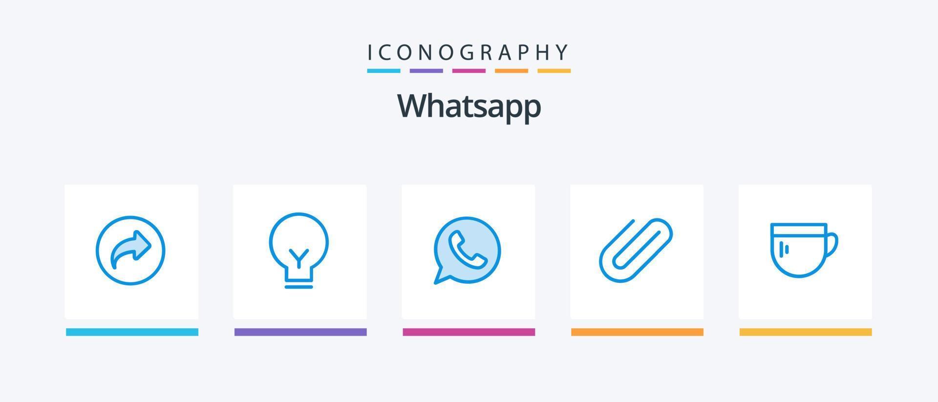 WhatsApp Blau 5 Symbol Pack einschließlich Tee. hinzufügen. App. Clip. Anhang. kreativ Symbole Design vektor
