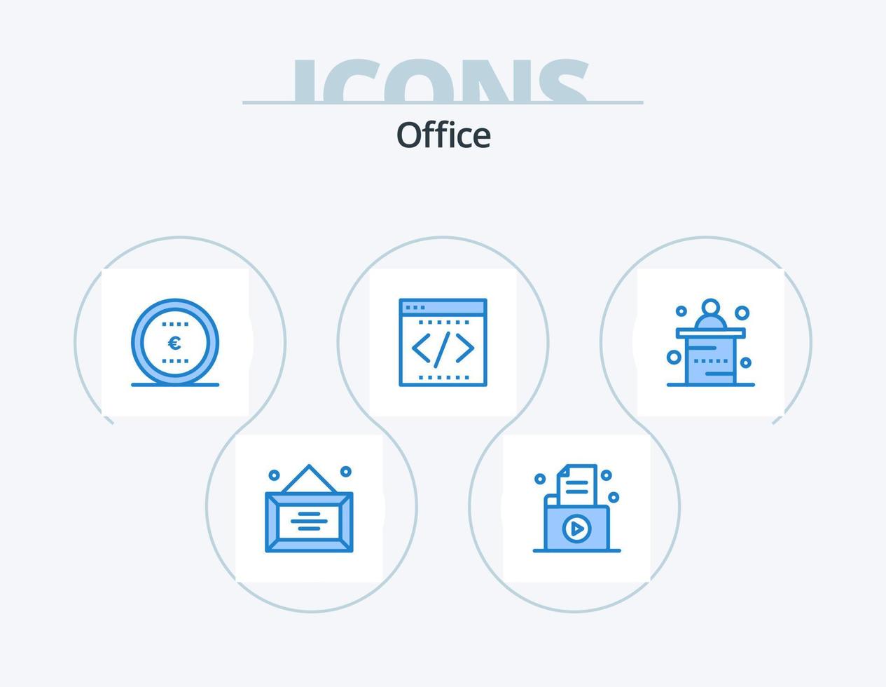 kontor blå ikon packa 5 ikon design. börja. företag. spela in. kodning. kontor vektor