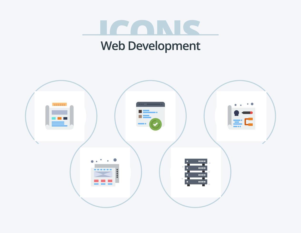 webb utveckling platt ikon packa 5 ikon design. utveckling. webb. design. testning. utveckling vektor