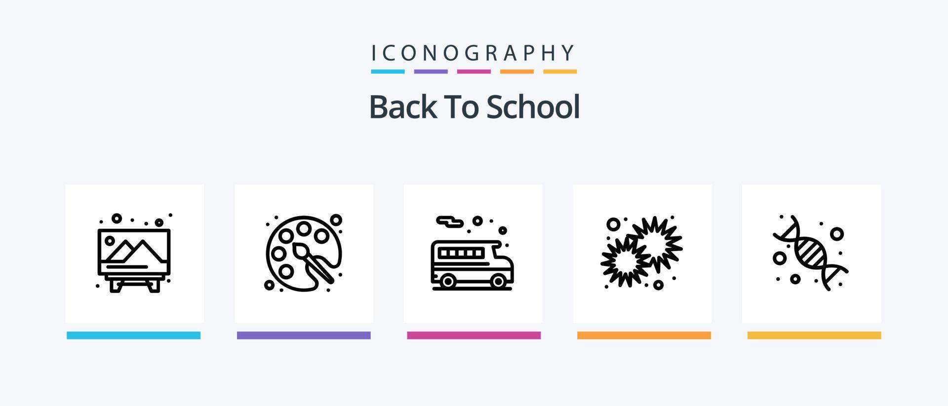 zurück zu Schule Linie 5 Symbol Pack einschließlich . Bildung. Sport. zurück zu Schule. Zeichnung. kreativ Symbole Design vektor