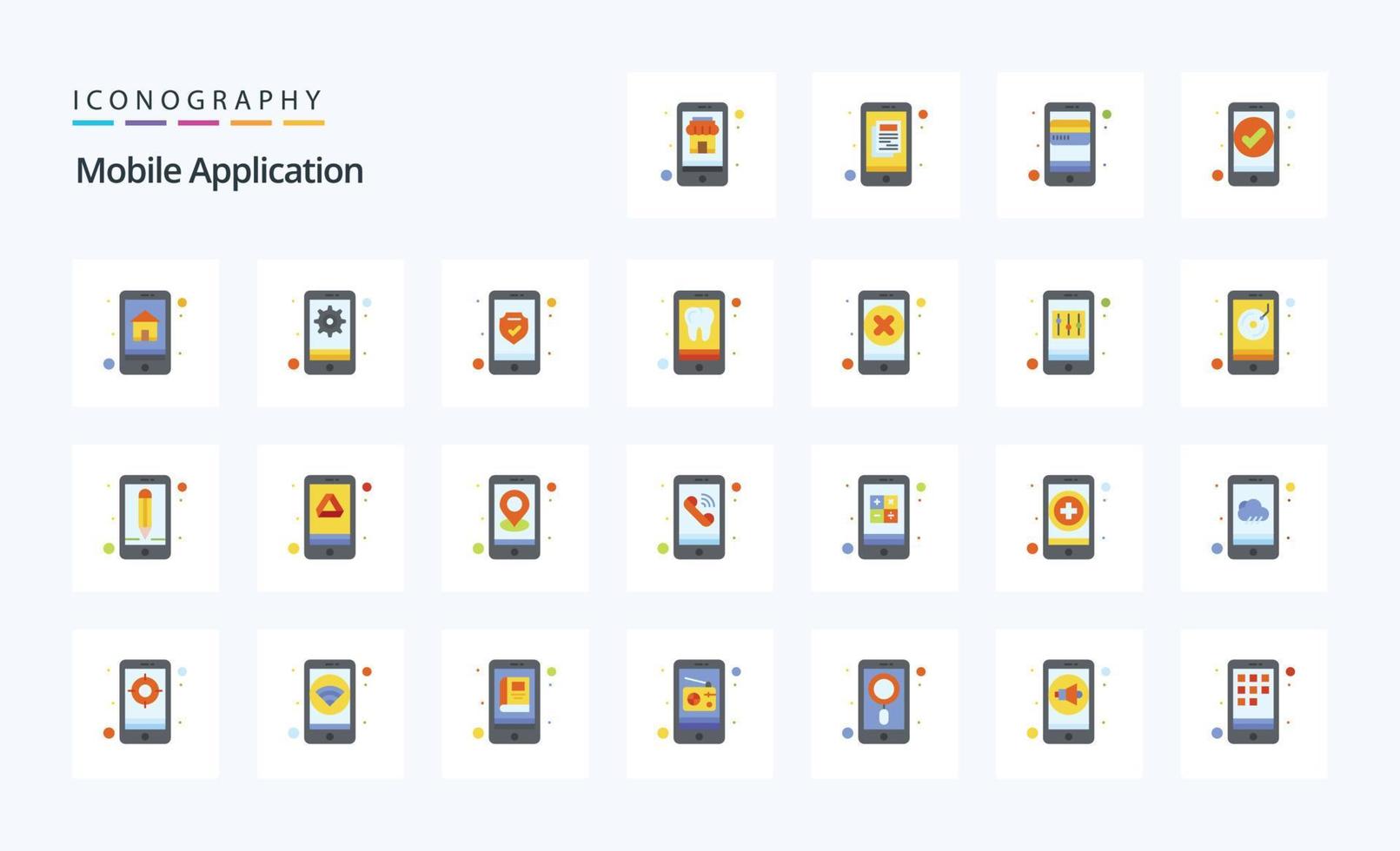 25 mobil Ansökan platt Färg ikon packa vektor