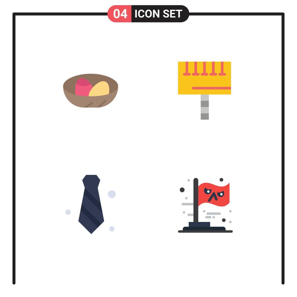 uppsättning av 4 kommersiell platt ikoner packa för skål klädsel ägg reklam slips redigerbar vektor design element