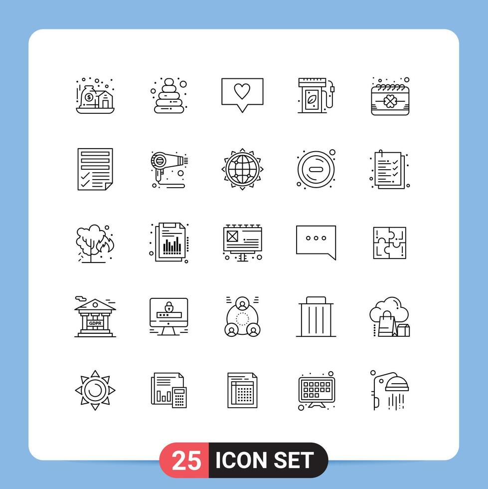 uppsättning av 25 modern ui ikoner symboler tecken för festival datum kärlek kalender energi redigerbar vektor design element