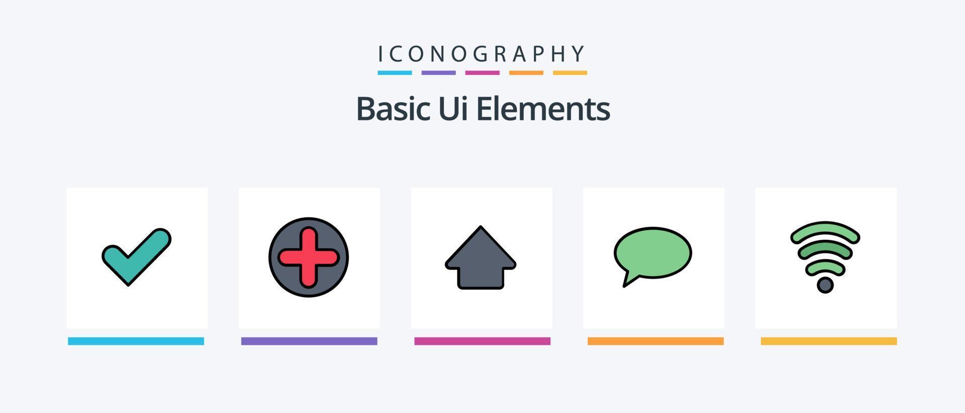 Basic ui Elemente Linie gefüllt 5 Symbol Pack einschließlich Aktualisierung. Sozial . zurück. Aktie. Start. kreativ Symbole Design vektor