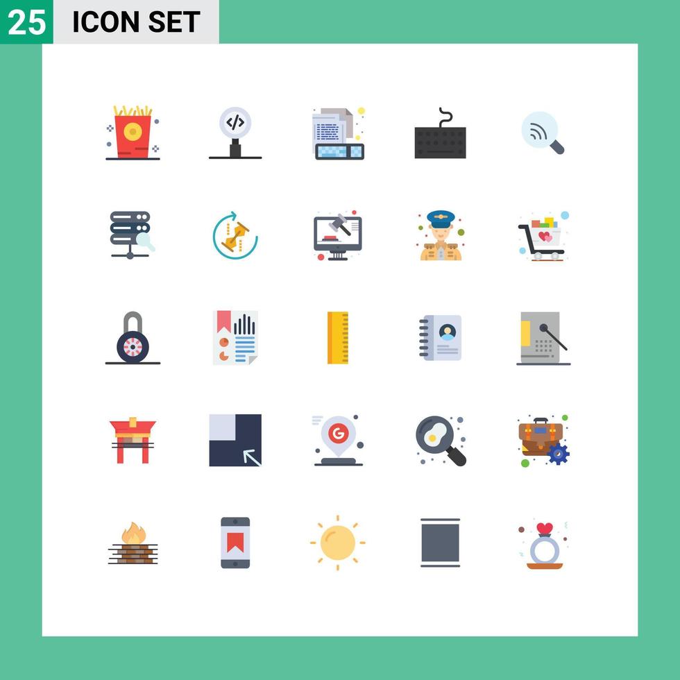 grupp av 25 platt färger tecken och symboler för Sök tangentbord Sök hårdvara tangentbord redigerbar vektor design element