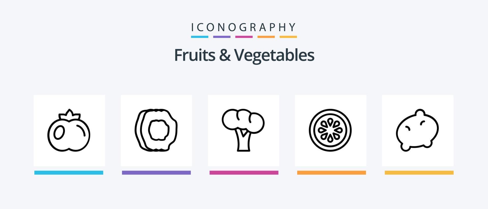 Früchte und Gemüse Linie 5 Symbol Pack einschließlich Lebensmittel. Bohne. gesund. Frucht. Lebensmittel. kreativ Symbole Design vektor