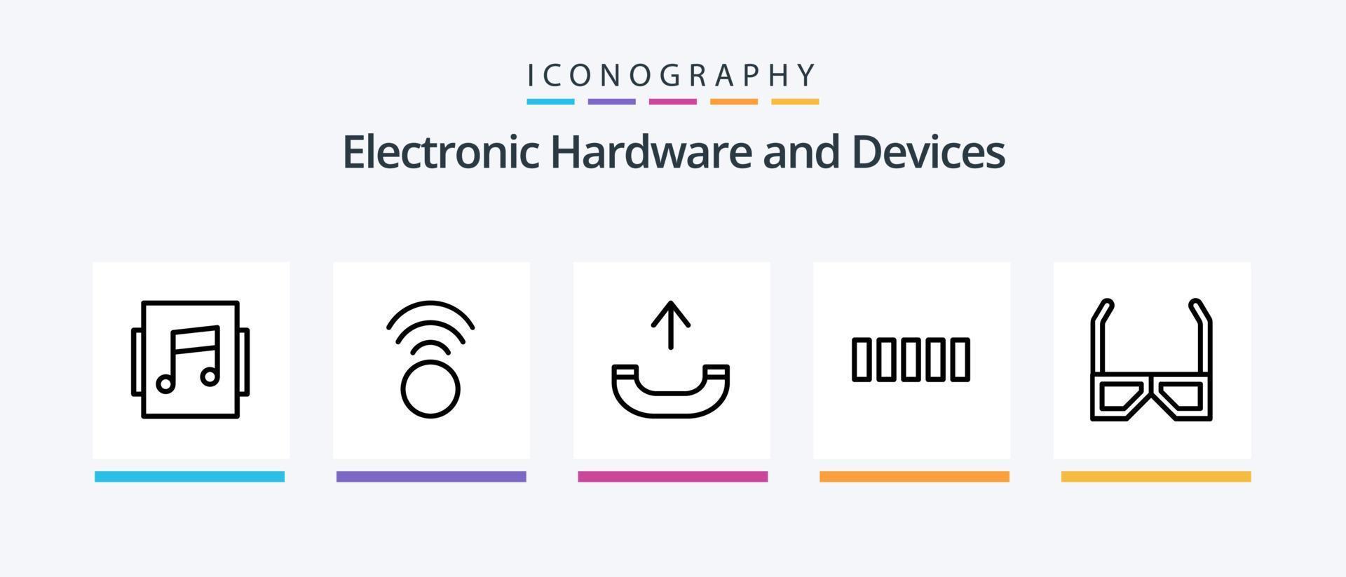 Geräte Linie 5 Symbol Pack einschließlich Kontakt. Jahrgang. Musik. Tonband. Schlüssel. kreativ Symbole Design vektor