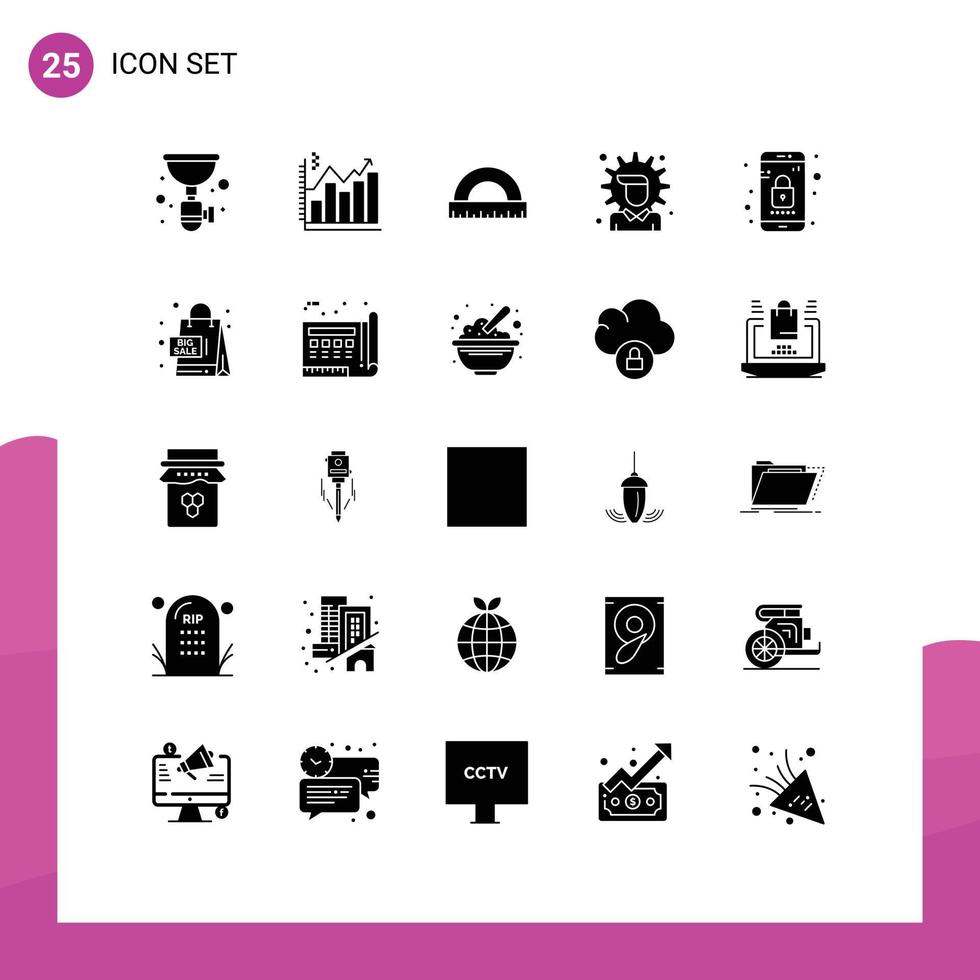 uppsättning av 25 modern ui ikoner symboler tecken för alternativ ekonomi Diagram skala mäta redigerbar vektor design element