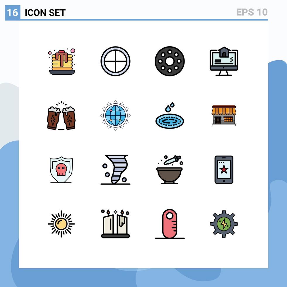 grupp av 16 platt Färg fylld rader tecken och symboler för vin öl bebis Hem verklig redigerbar kreativ vektor design element