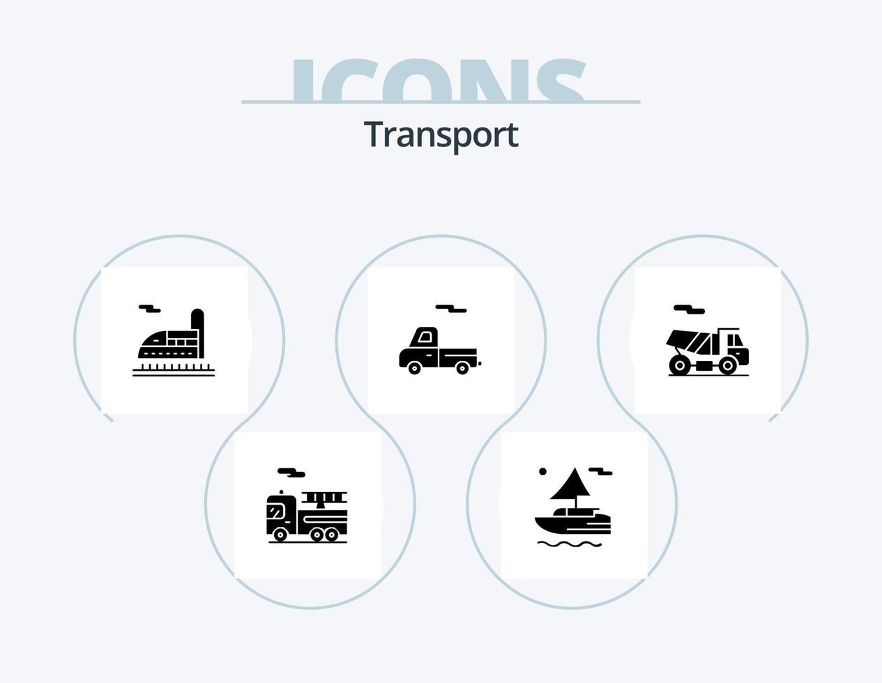 Transport Glyphe Symbol Pack 5 Symbol Design. . Transport. vektor