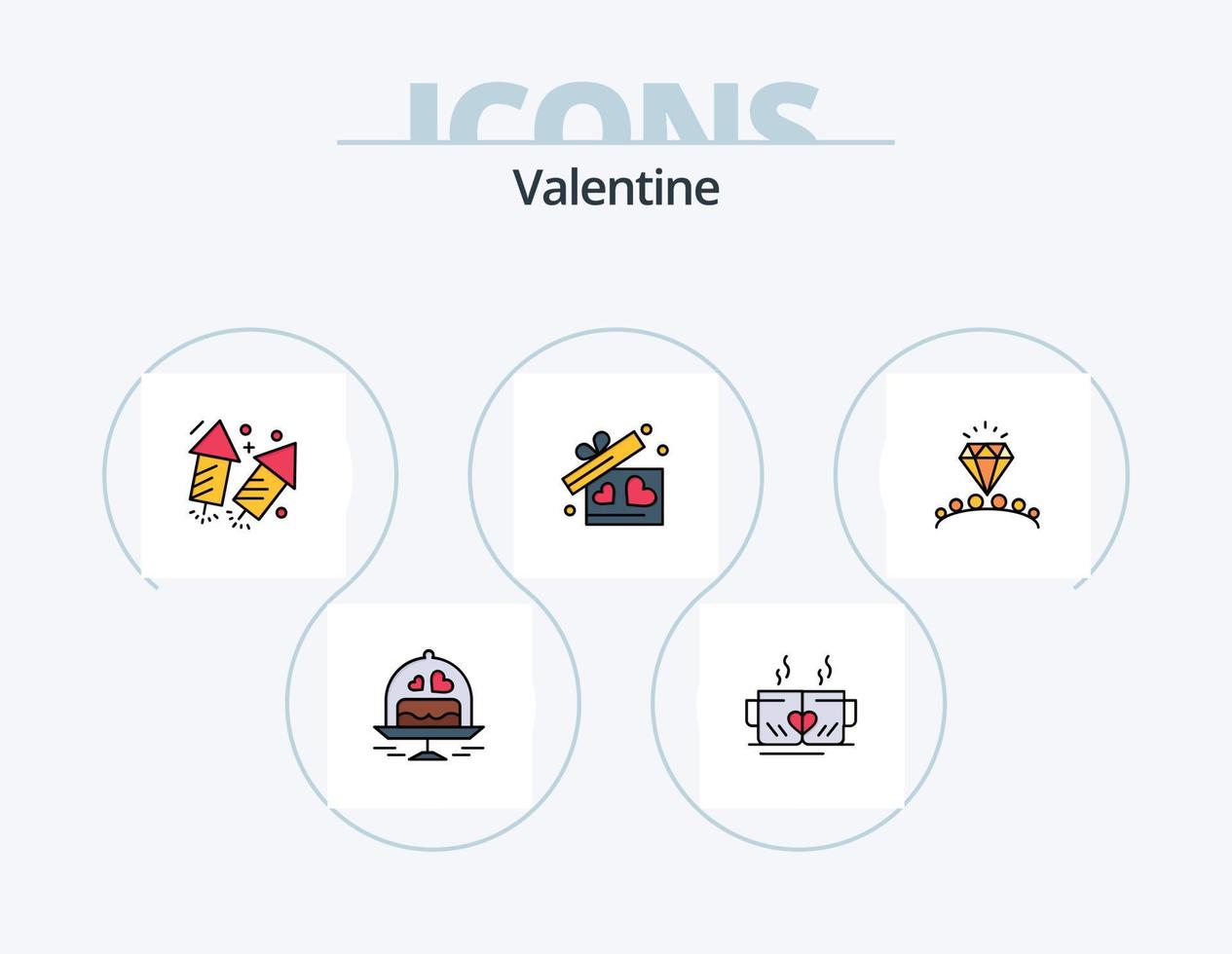 valentine linje fylld ikon packa 5 ikon design. kärlek. kärlek. glas. dag. valentine vektor