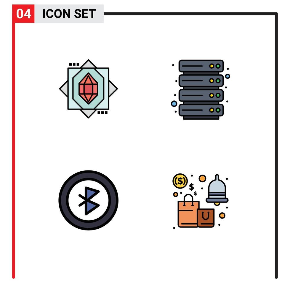 uppsättning av 4 modern ui ikoner symboler tecken för kärna varna moln Blåtand försäljning redigerbar vektor design element