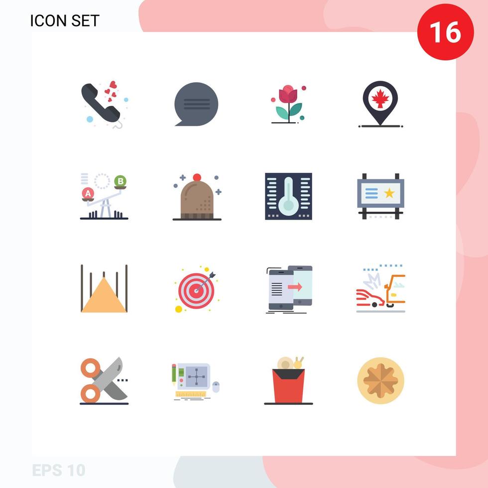 uppsättning av 16 modern ui ikoner symboler tecken för hiss beslut reste sig balans kanada redigerbar packa av kreativ vektor design element