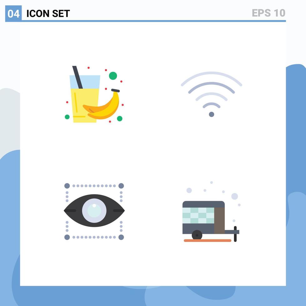 modern uppsättning av 4 platt ikoner och symboler sådan som banan design hälsa signal öga redigerbar vektor design element