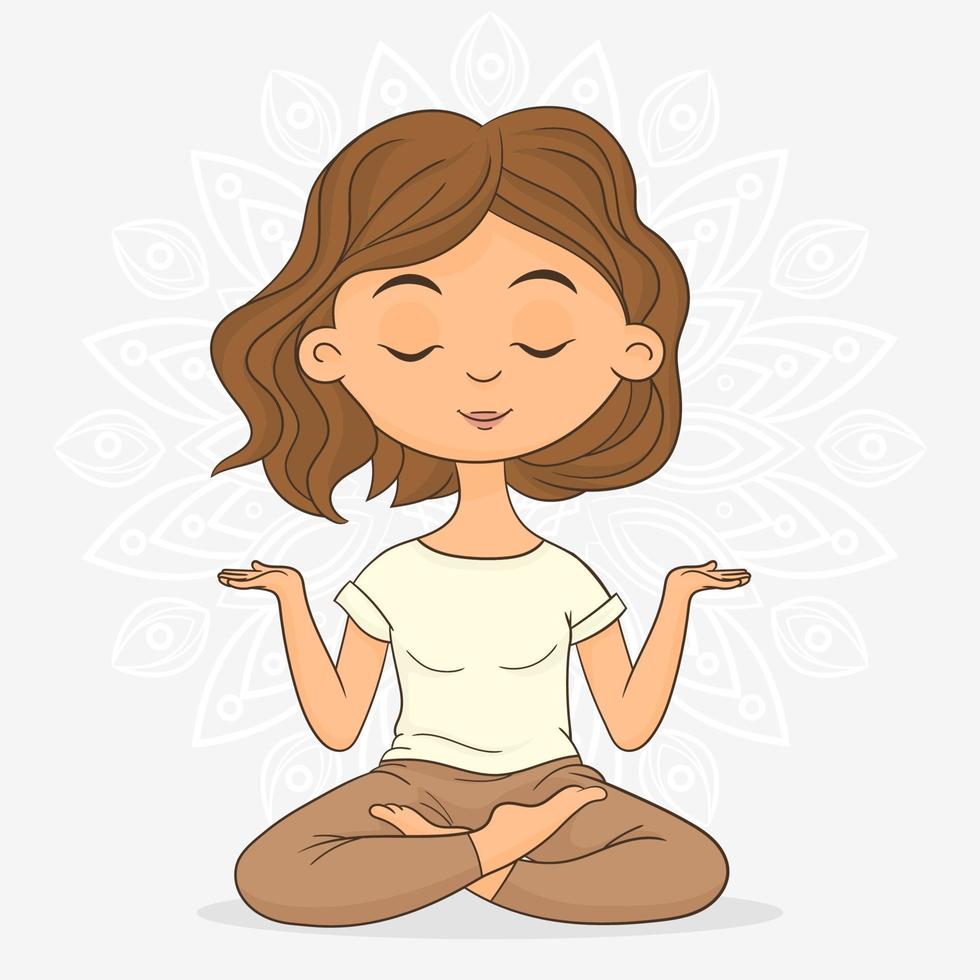 Frau meditiert Yoga Lotus Pose vektor