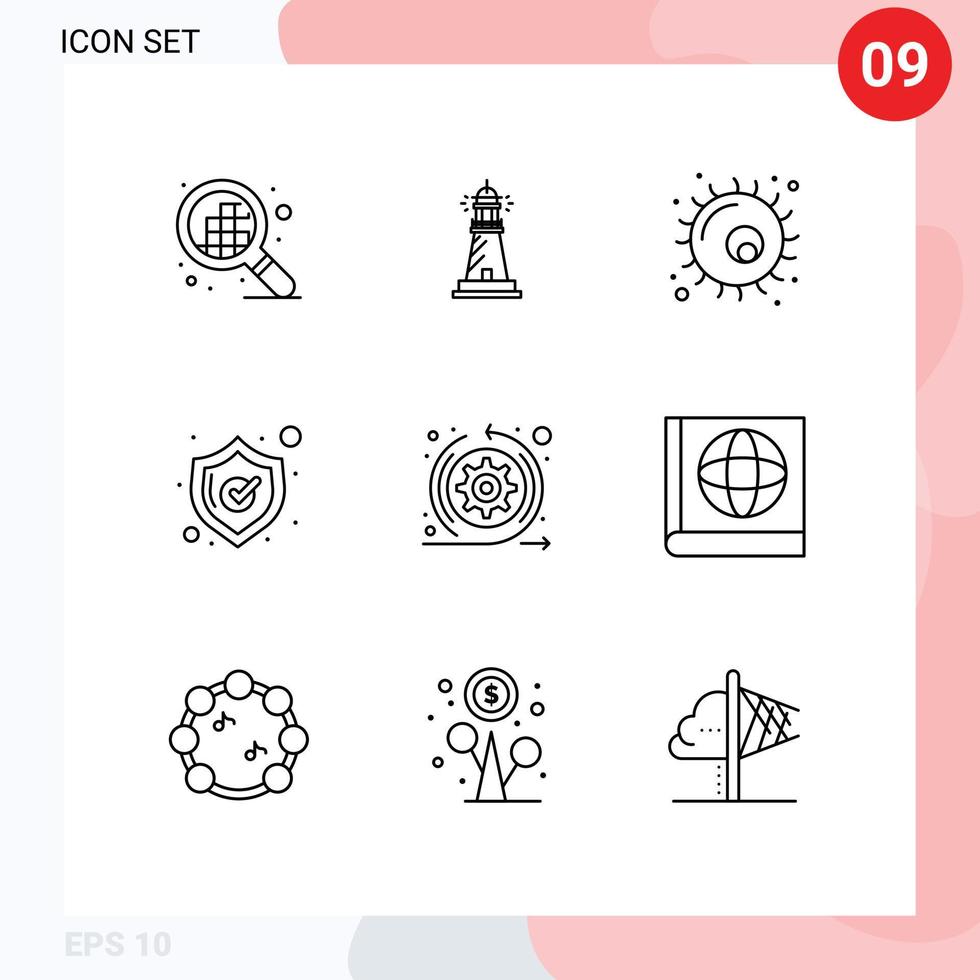 einstellen von 9 modern ui Symbole Symbole Zeichen zum Gedränge agil Tier Einkaufen Sicherheit editierbar Vektor Design Elemente