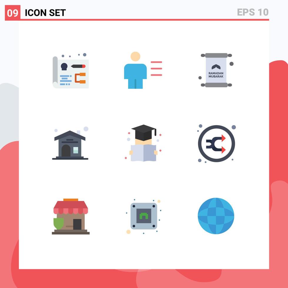 uppsättning av 9 modern ui ikoner symboler tecken för bokmärke verklig egendom brev hus mubarak redigerbar vektor design element