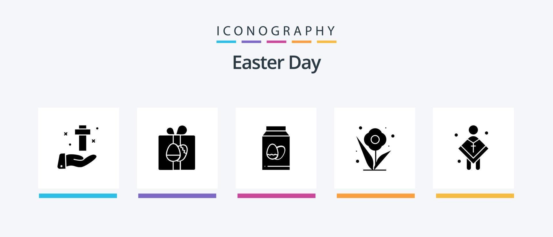 påsk glyf 5 ikon packa Inklusive kristen. reste sig. påsk. växt. Semester. kreativ ikoner design vektor