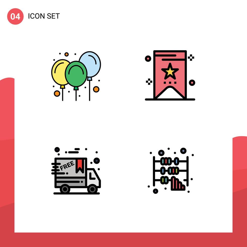 stock vektor ikon packa av 4 linje tecken och symboler för ballonger leverans dekoration märka företag redigerbar vektor design element