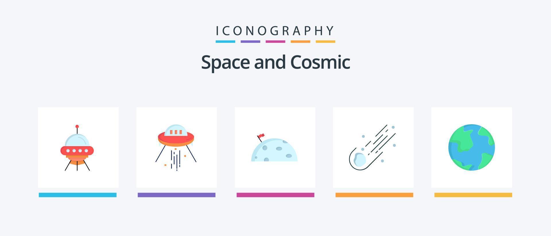 Raum eben 5 Symbol Pack einschließlich Globus. Komet. Mond. Raum. Astronomie. kreativ Symbole Design vektor