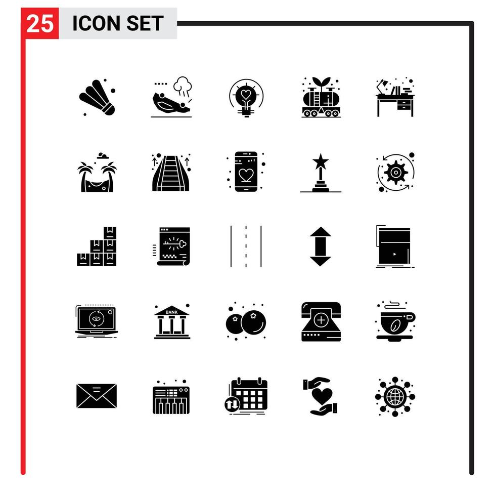 solide Glyphe Pack von 25 Universal- Symbole von Bücher Leistung Valentinstag Öl Energie editierbar Vektor Design Elemente