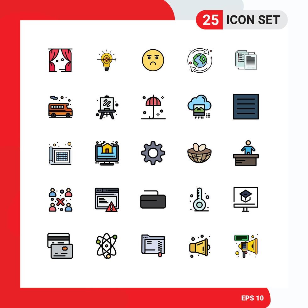 25 thematisch Vektor gefüllt Linie eben Farben und editierbar Symbole von Teilen recyceln Emoji natürlich Erde editierbar Vektor Design Elemente