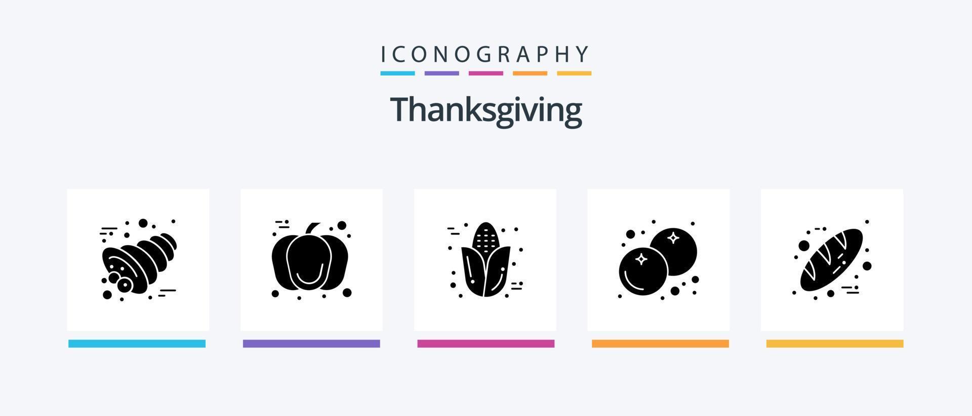 tacksägelse glyf 5 ikon packa Inklusive bröd. tacksägelse. höst. frukt. bär. kreativ ikoner design vektor