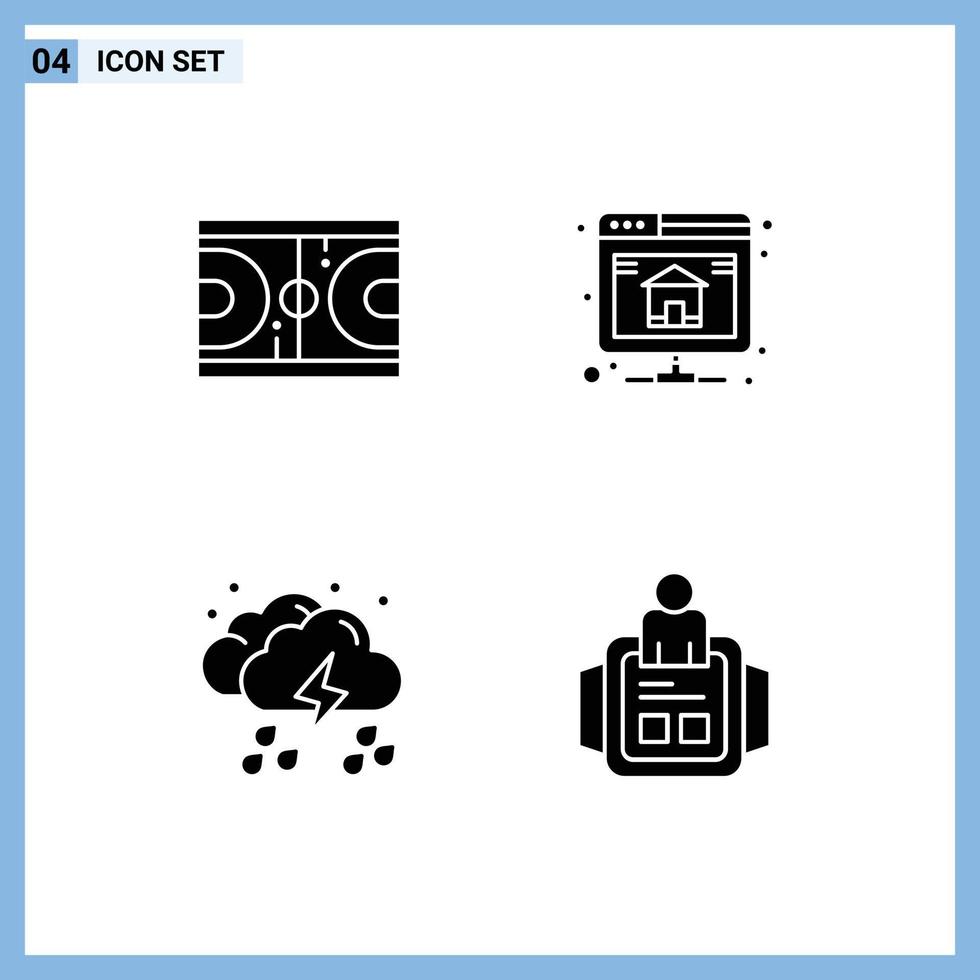 solide Glyphe Pack von 4 Universal- Symbole von Gericht Wolke nba Datenbank Regen editierbar Vektor Design Elemente