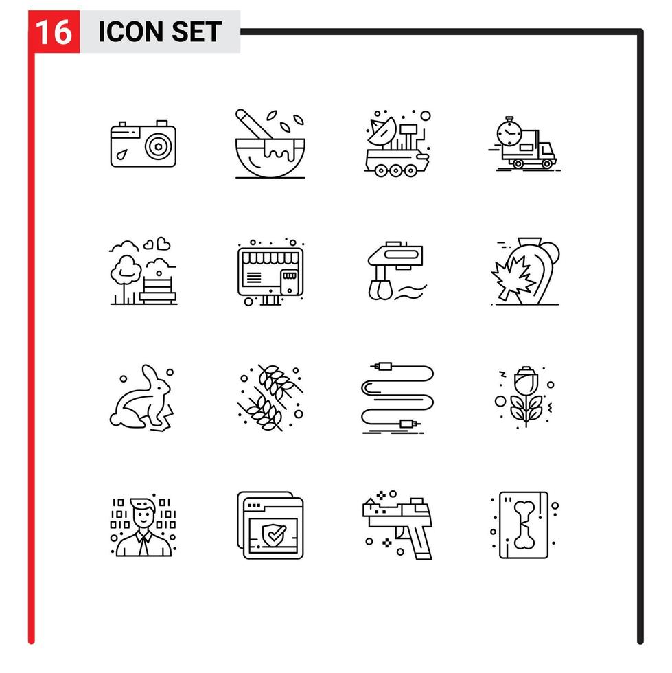 uppsättning av 16 modern ui ikoner symboler tecken för lastbil frakt bil tid Plats redigerbar vektor design element