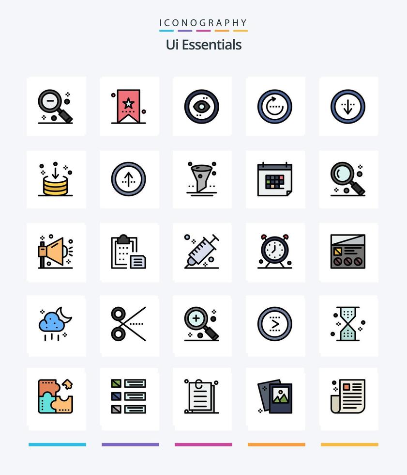 kreativ ui das Wesentliche 25 Linie gefüllt Symbol Pack eine solche wie neu laden. Browser. Schild. Sicht. Schnittstelle vektor