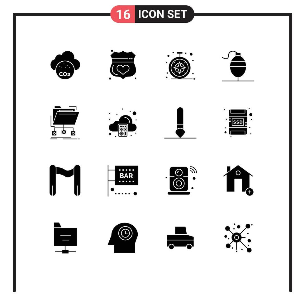 16 kreativ ikoner modern tecken och symboler av filer säkerhetskopiering skydda fiske bobber redigerbar vektor design element