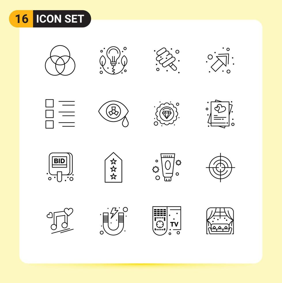 16 Benutzer Schnittstelle Gliederung Pack von modern Zeichen und Symbole von Aussicht aufführen Süss Einzelheiten richtig editierbar Vektor Design Elemente