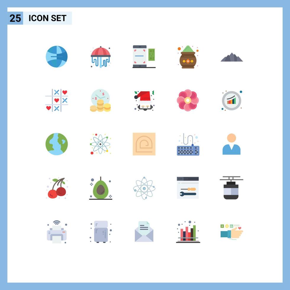 uppsättning av 25 modern ui ikoner symboler tecken för natur kulle skanna pulver Indien redigerbar vektor design element