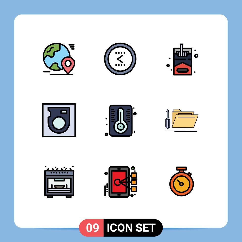 9 kreativ ikoner modern tecken och symboler av temperatur hård vänster kör hobby redigerbar vektor design element