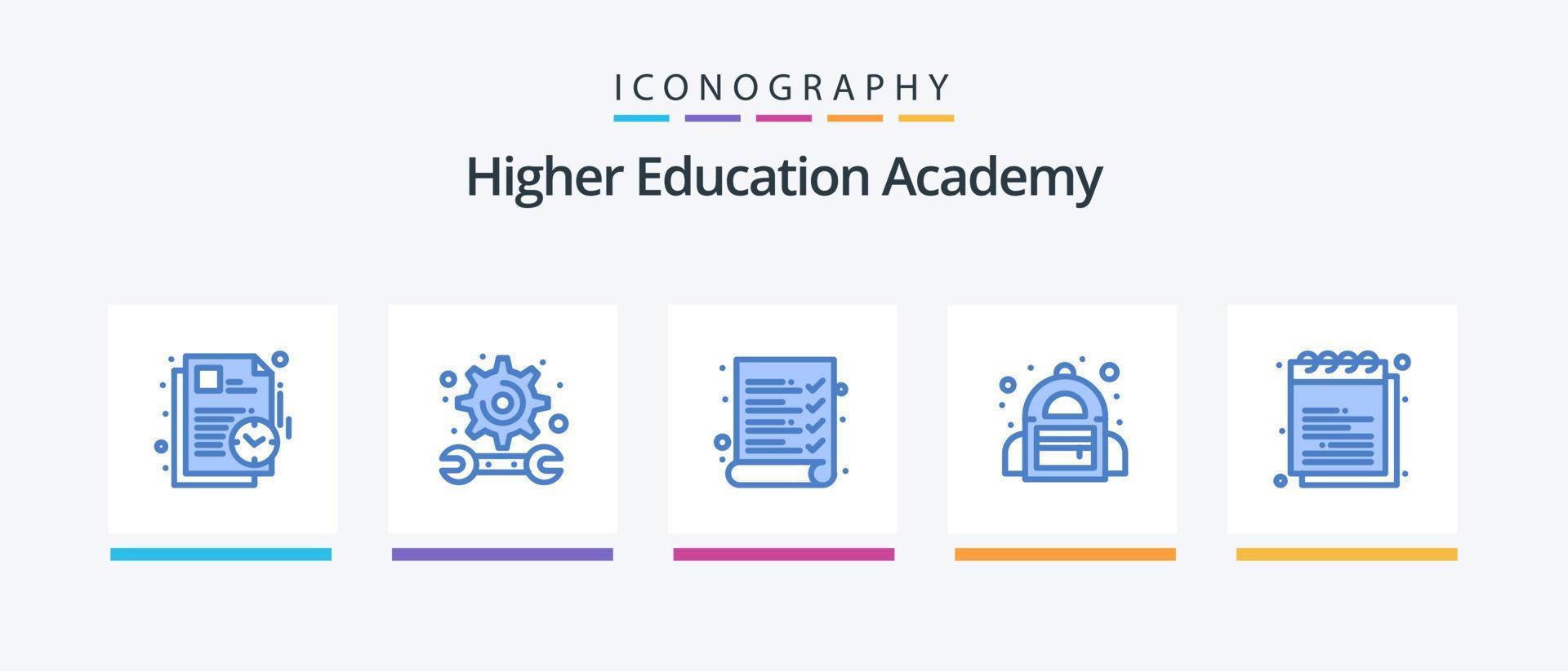 Akademie Blau 5 Symbol Pack einschließlich lernen. Bildung. Prüfung. Akademie. Schule. kreativ Symbole Design vektor