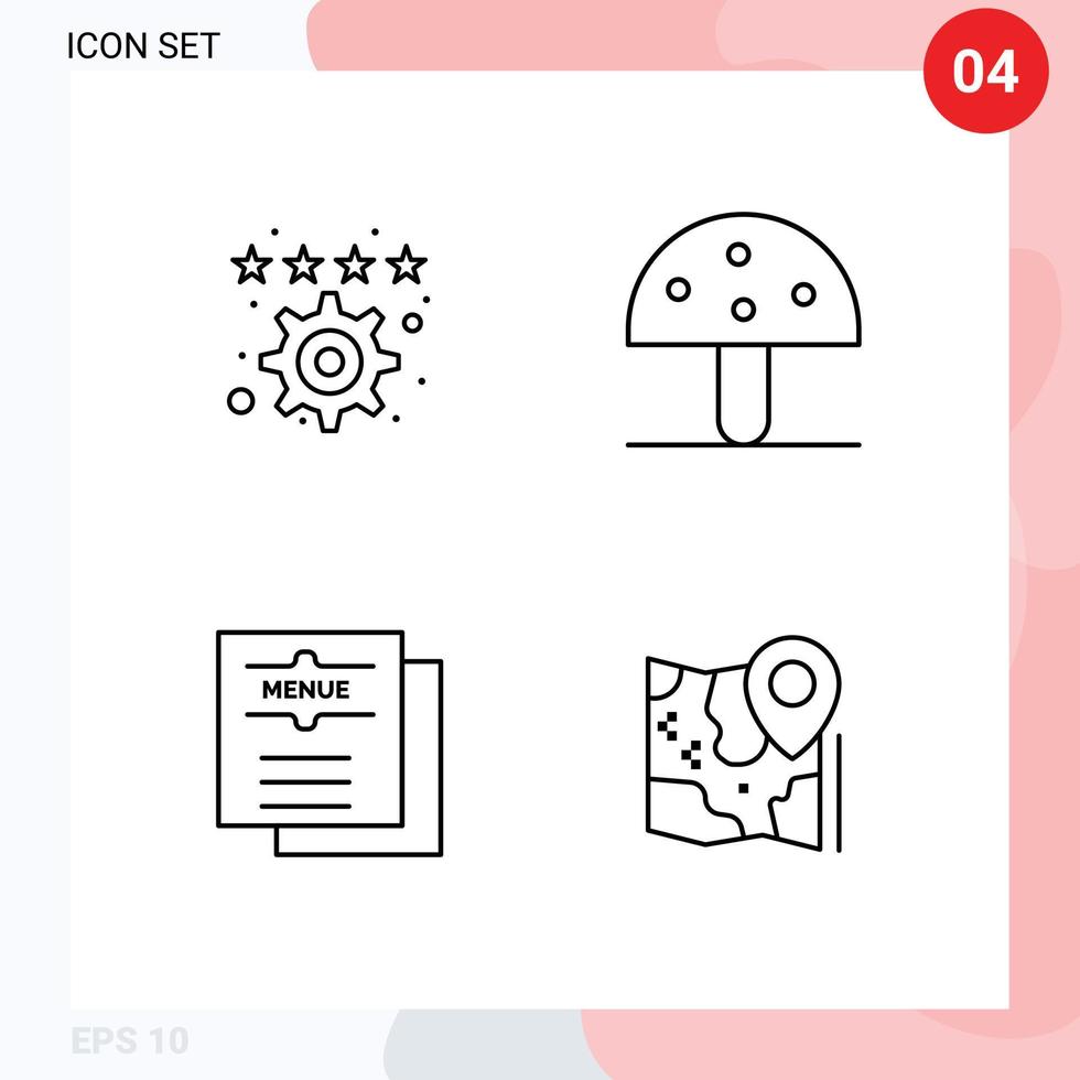 einstellen von 4 Vektor gefüllte Linie eben Farben auf Gitter zum Lesezeichen Cafe die Einstellungen Pilz Essen editierbar Vektor Design Elemente