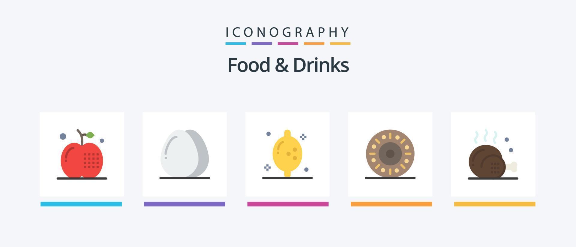 Essen und Getränke eben 5 Symbol Pack einschließlich Kochen. Lebensmittel. Lebensmittel. essen. Zitrone. kreativ Symbole Design vektor