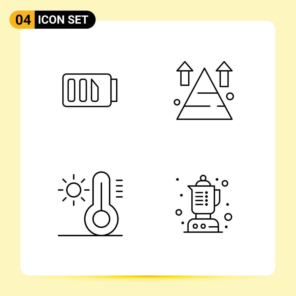 4 universell fylld linje platt färger uppsättning för webb och mobil tillämpningar avgift klimat enkel pil temperatur redigerbar vektor design element