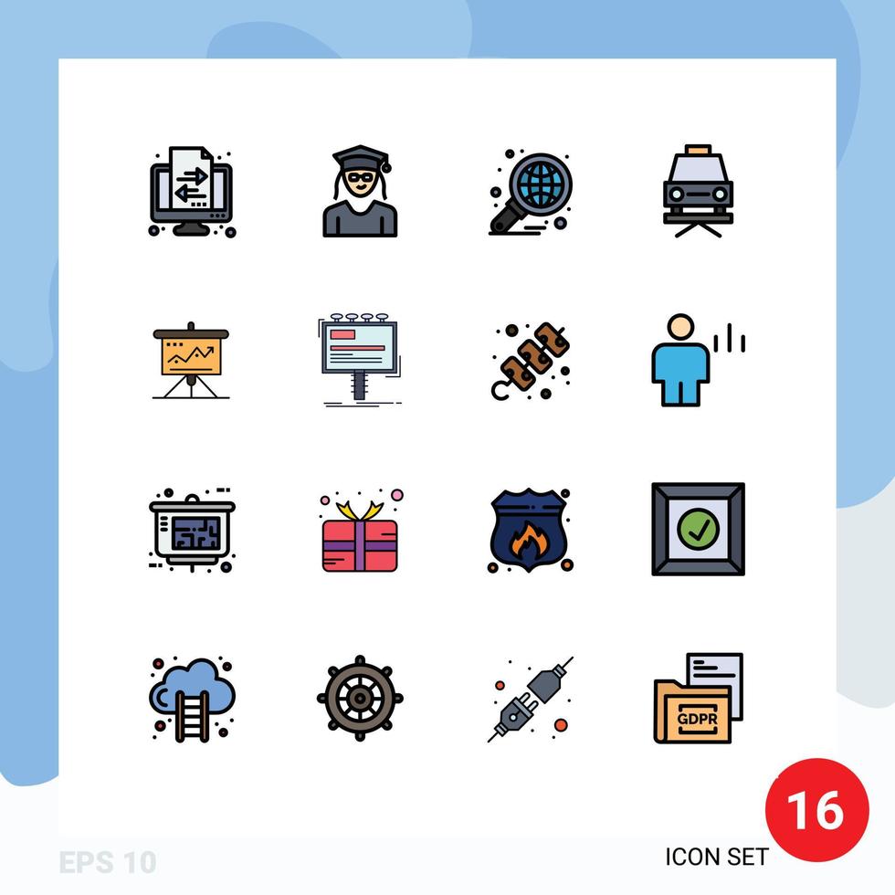 einstellen von 16 modern ui Symbole Symbole Zeichen zum Geschäft Reparatur Analyse Aufzug Bericht editierbar kreativ Vektor Design Elemente
