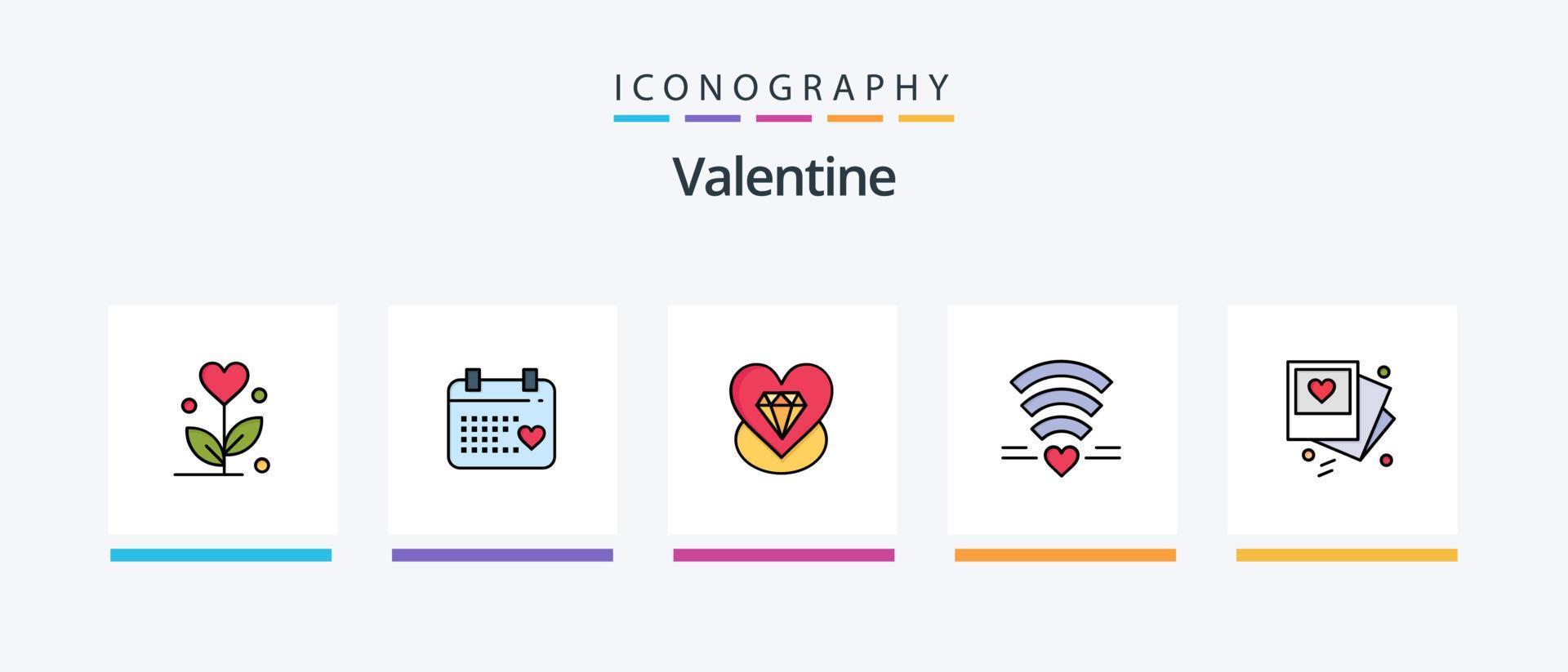 valentine linje fylld 5 ikon packa Inklusive handväska. dag. hjärta. alla hjärtans dag. väntar. kreativ ikoner design vektor