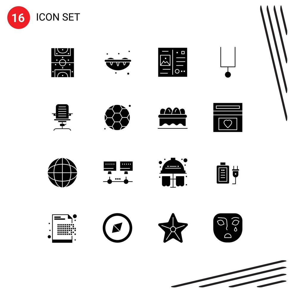 Lager Vektor Symbol Pack von 16 Linie Zeichen und Symbole zum Stuhl Arm Postkarte Sessel Musik- editierbar Vektor Design Elemente