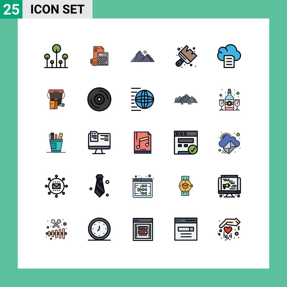 uppsättning av 25 modern ui ikoner symboler tecken för konst scen besparingar berg landskap redigerbar vektor design element