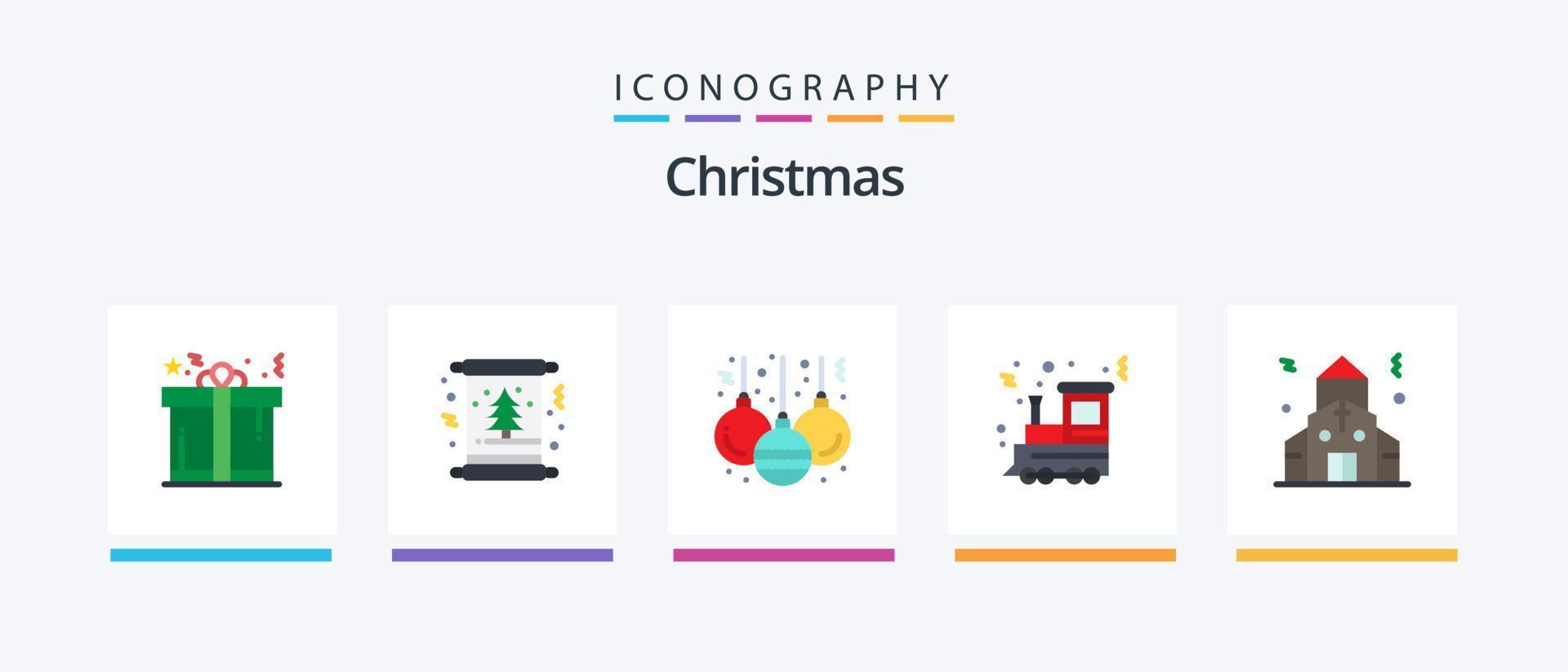 Weihnachten eben 5 Symbol Pack einschließlich Weihnachten. Zug. Winter. Urlaub. Weihnachten. kreativ Symbole Design vektor