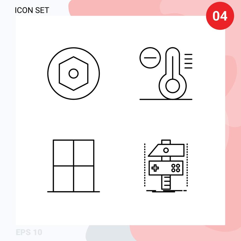 4 kreativ ikoner modern tecken och symboler av inre rum klimat möbel bygga redigerbar vektor design element
