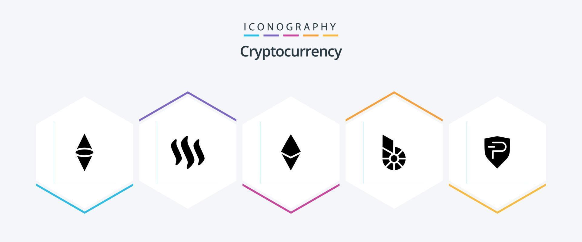 kryptovaluta 25 glyf ikon packa Inklusive bitshares . eterum. crypto . valuta . räkningen vektor