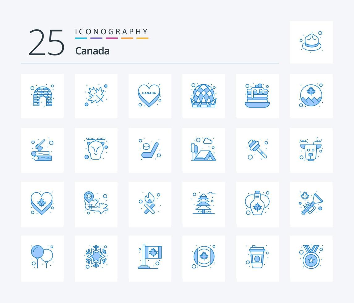 Kanada 25 Blau Farbe Symbol Pack einschließlich Nachtisch. Kuppel. Liebe. Stadt. Gebäude vektor