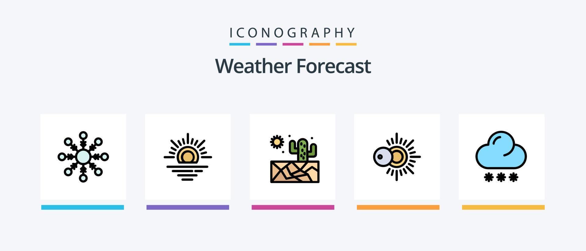 Wetter Linie gefüllt 5 Symbol Pack einschließlich . Wasser. Wind. Meer. Klima. kreativ Symbole Design vektor