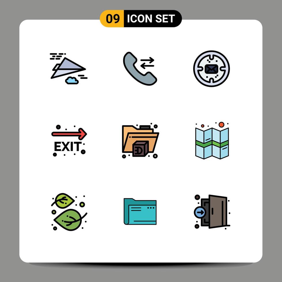 Lager Vektor Symbol Pack von 9 Linie Zeichen und Symbole zum Geographisches Positionierungs System Drucker Finanzen Navigation Feuer Ausfahrt editierbar Vektor Design Elemente