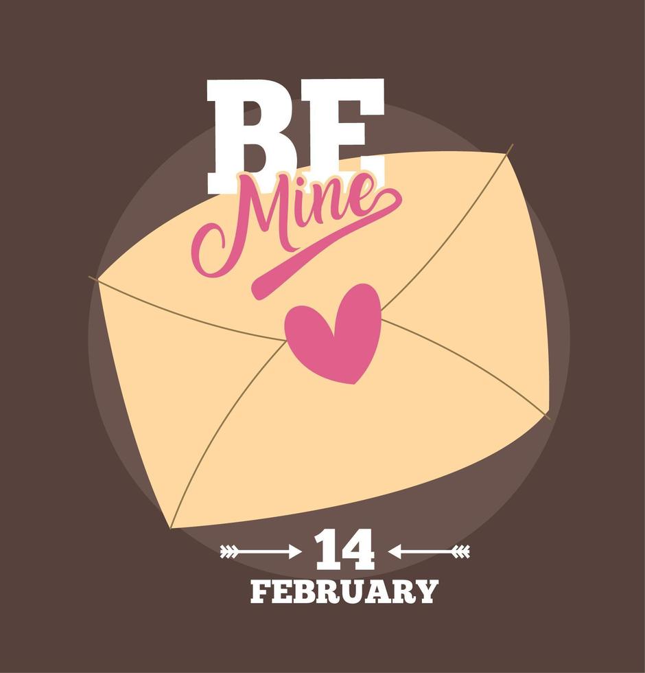 glückliche Valentinstagkarte mit Umschlag und Herz vektor